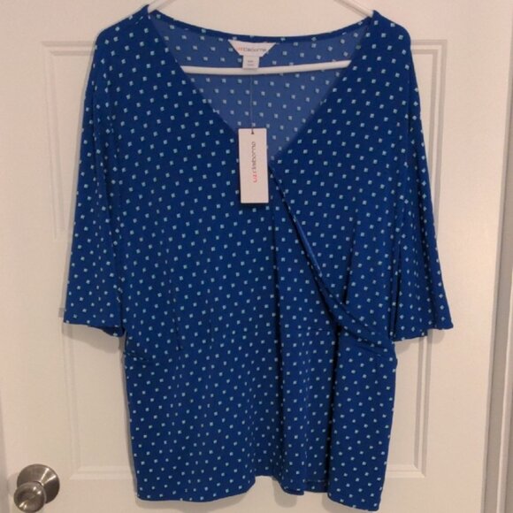 NWT Liz Claiborne XXL Polka Dot 2-Pack Faux Wrap Blouse Bundle - Picture 3 of 12